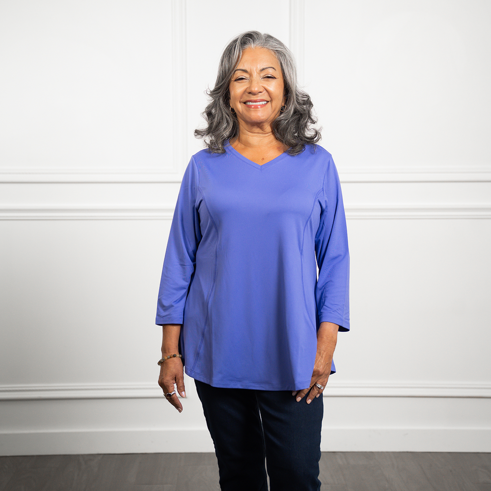 Anti-Muffin-Top Flowy Top in Periwinkle