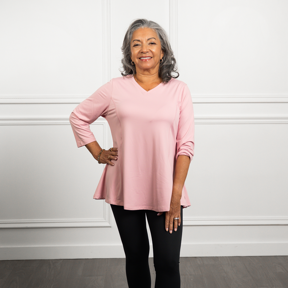 Anti-Muffin-Top Flowy Top in Pink