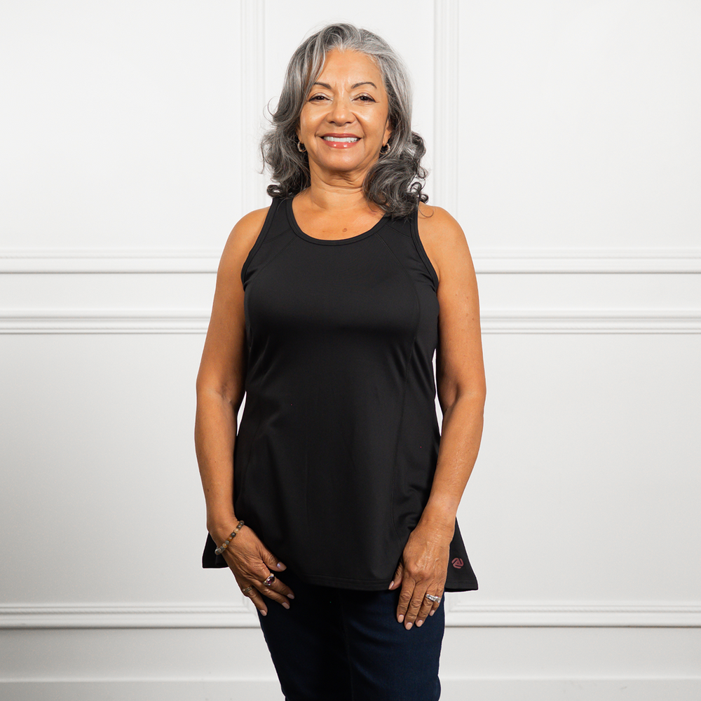 Anti-Muffin-Top Flowy Top in Black