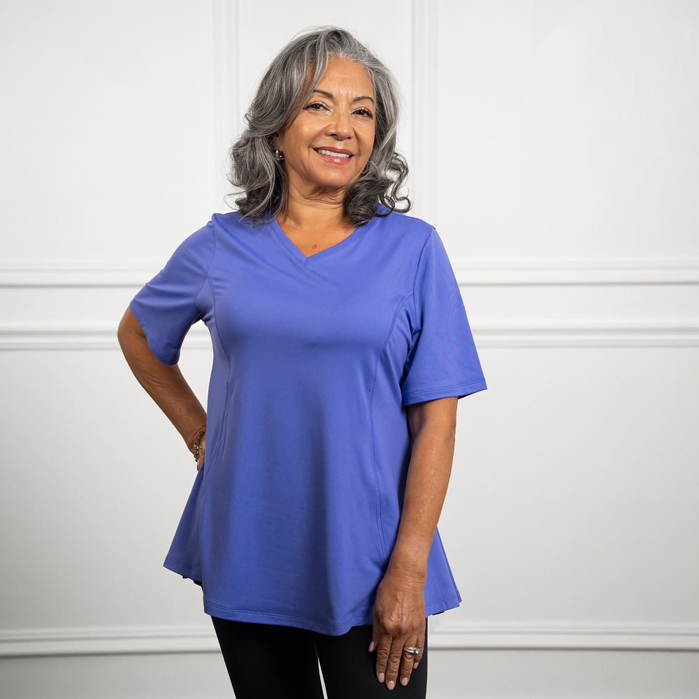 Anti-Muffin-Top Flowy Top in Periwinkle