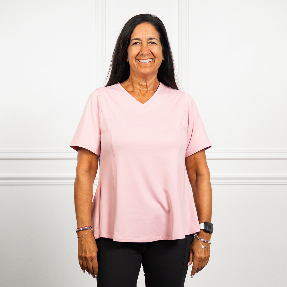 Anti-Muffin-Top Flowy Top in Pink