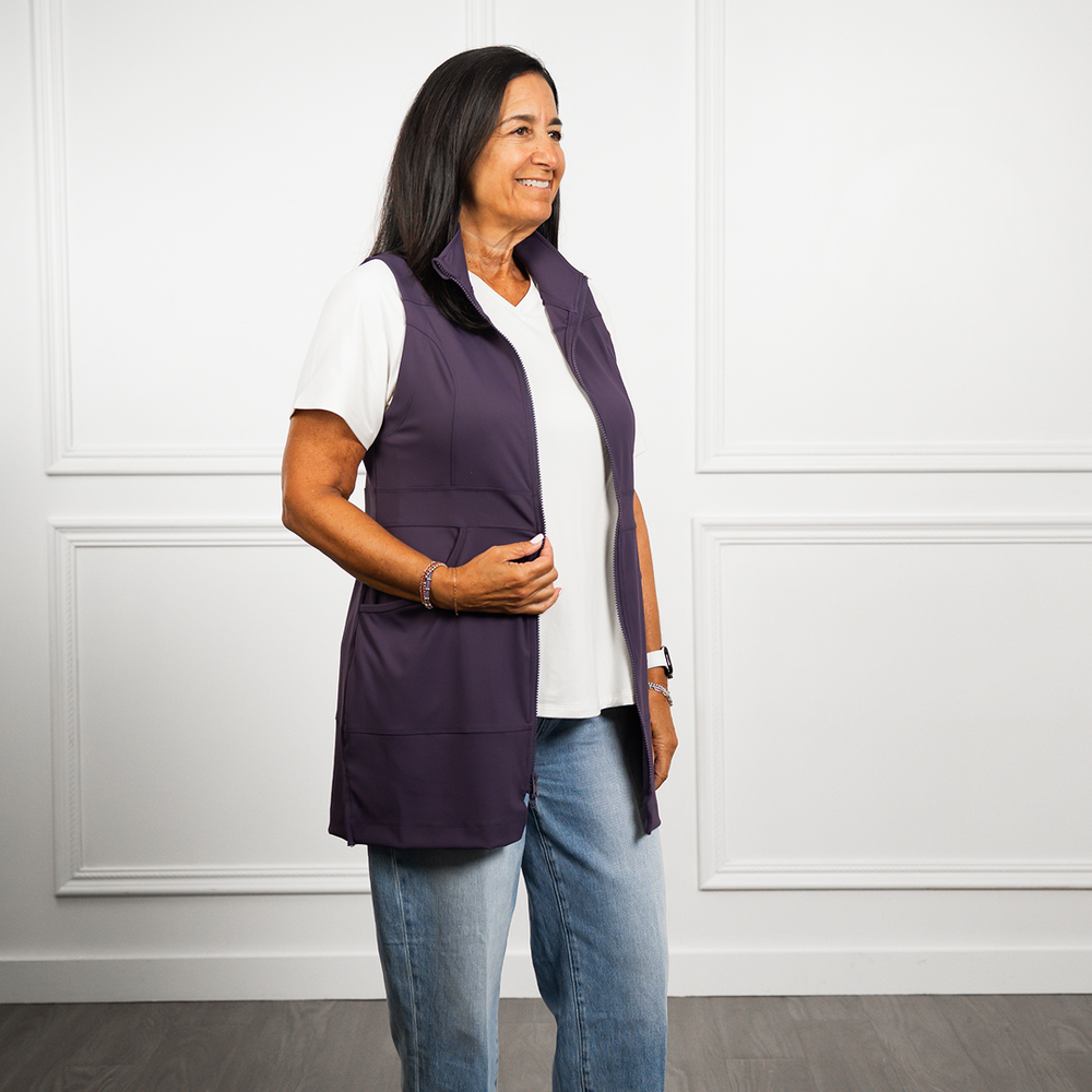Carefree Long Vest in Black Noir