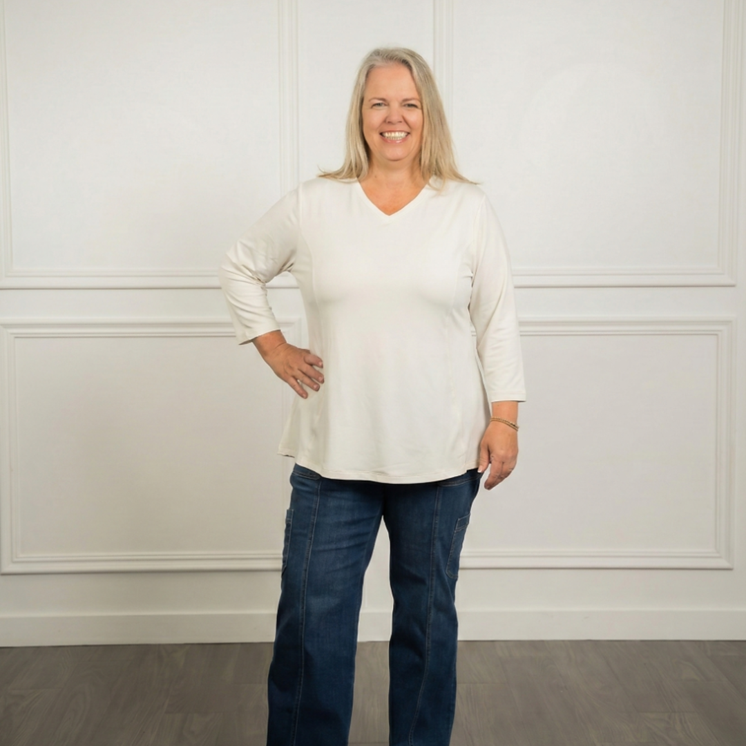 Anti-Muffin Top Flowy 3/4 Sleeve