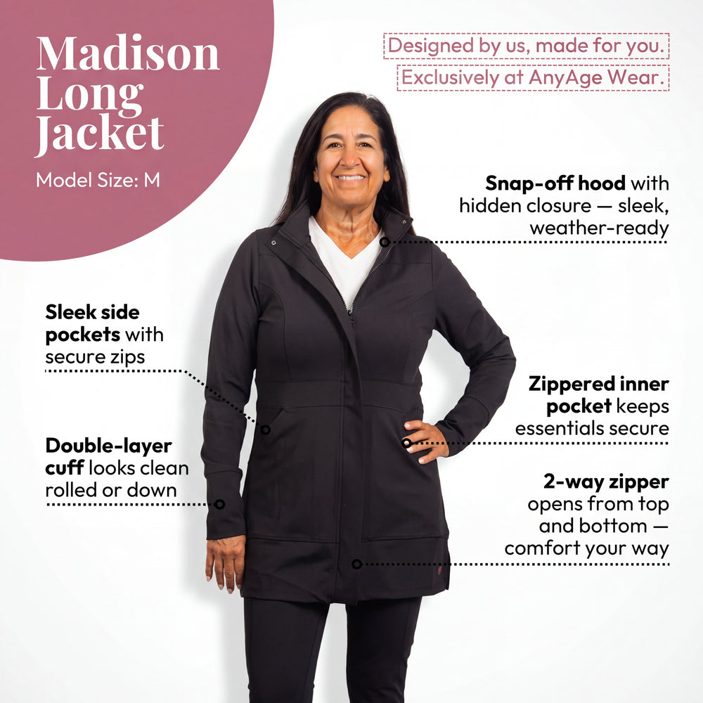 Madison Long Jacket in Black Noir