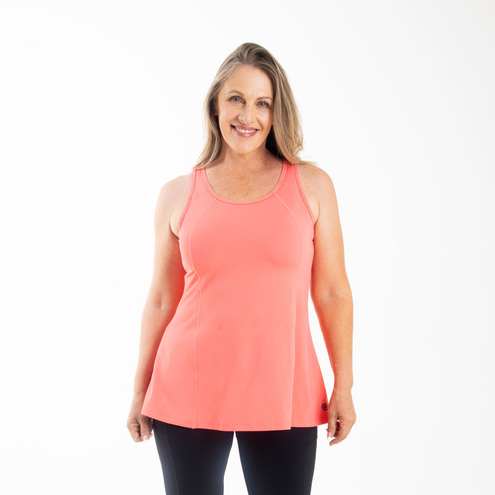 Anti-Muffin-Top Flowy Top in Sugar Coral