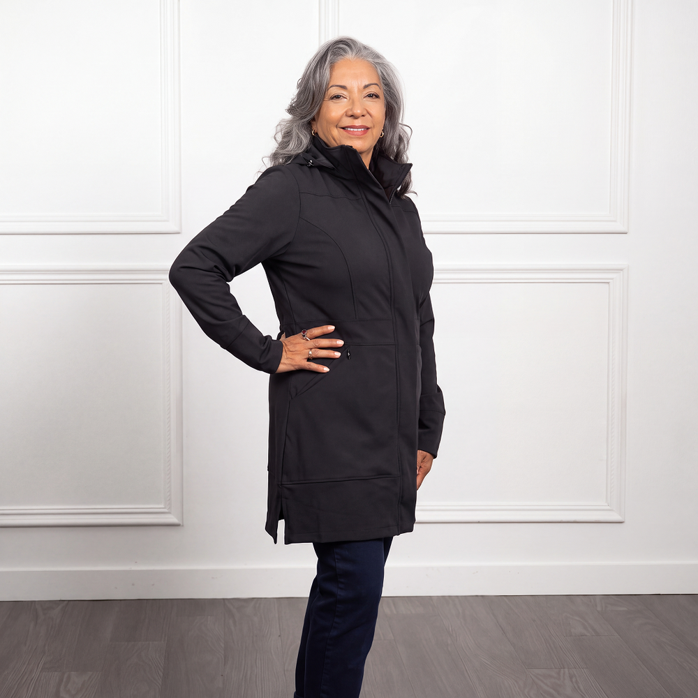 Madison Long Jacket in Black Noir